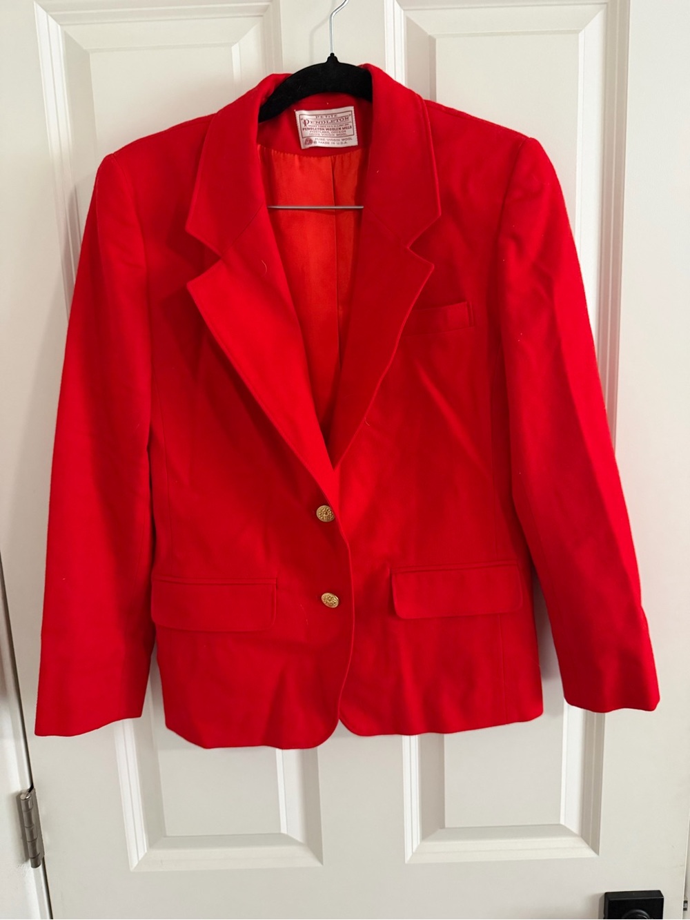 Pendleton Bright Red Women's Blazer with Gold Buttons